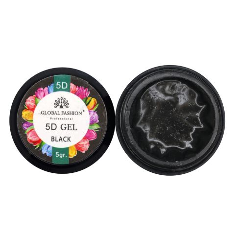 

Гель для ногтей 5D GEL Global Fashion 5 мл black, Черный