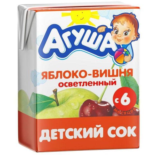 

Сок детский Агуша яблоко-вишня с 5 месяцев 0,2 л