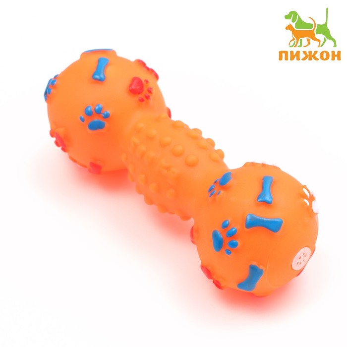 

Игрушка пищащая "Гантель с лапками" для собак, 13 см, оранжевая