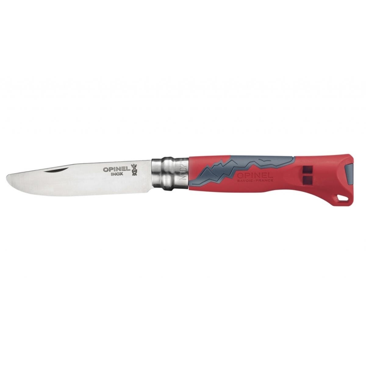 фото Нож opinel №7 vri outdoor junior red, рукоять-свисток пласт, клинок 7,5 см