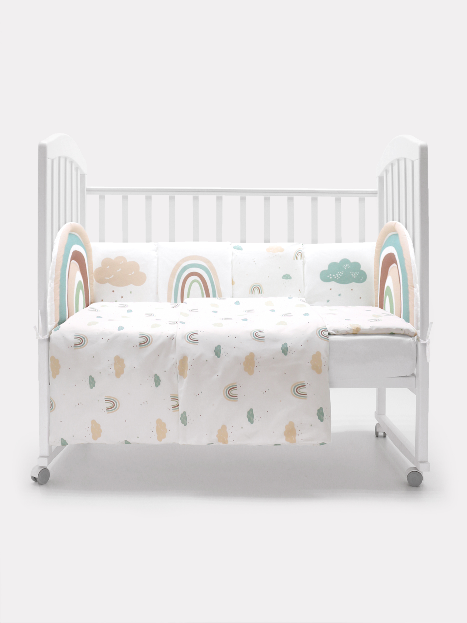Комплект детского постельного белья RANT Rainbow 6 предметов Белый 6/003 комплект в кроватку bombus кроха 7 предметов