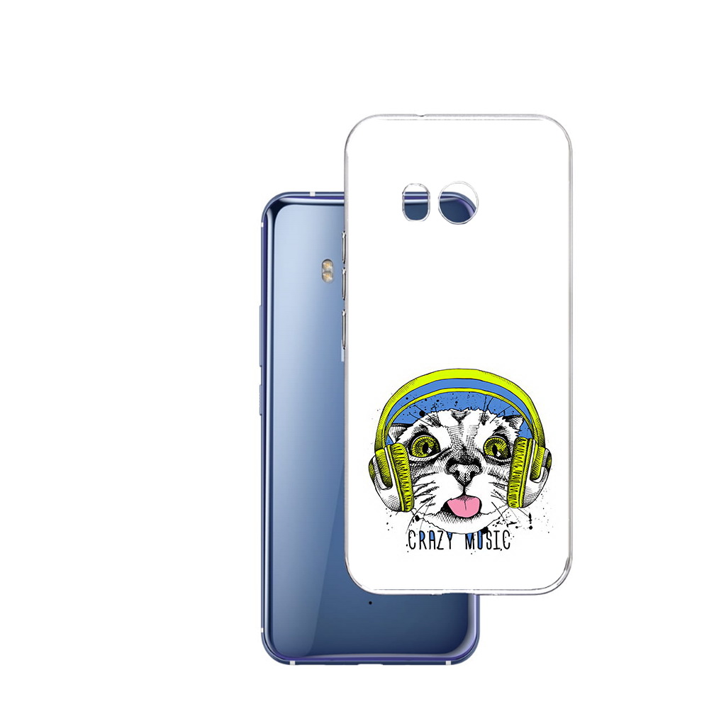 

Чехол MyPads Tocco для HTC U11 кошка в наушниках рисунок, Прозрачный, Tocco
