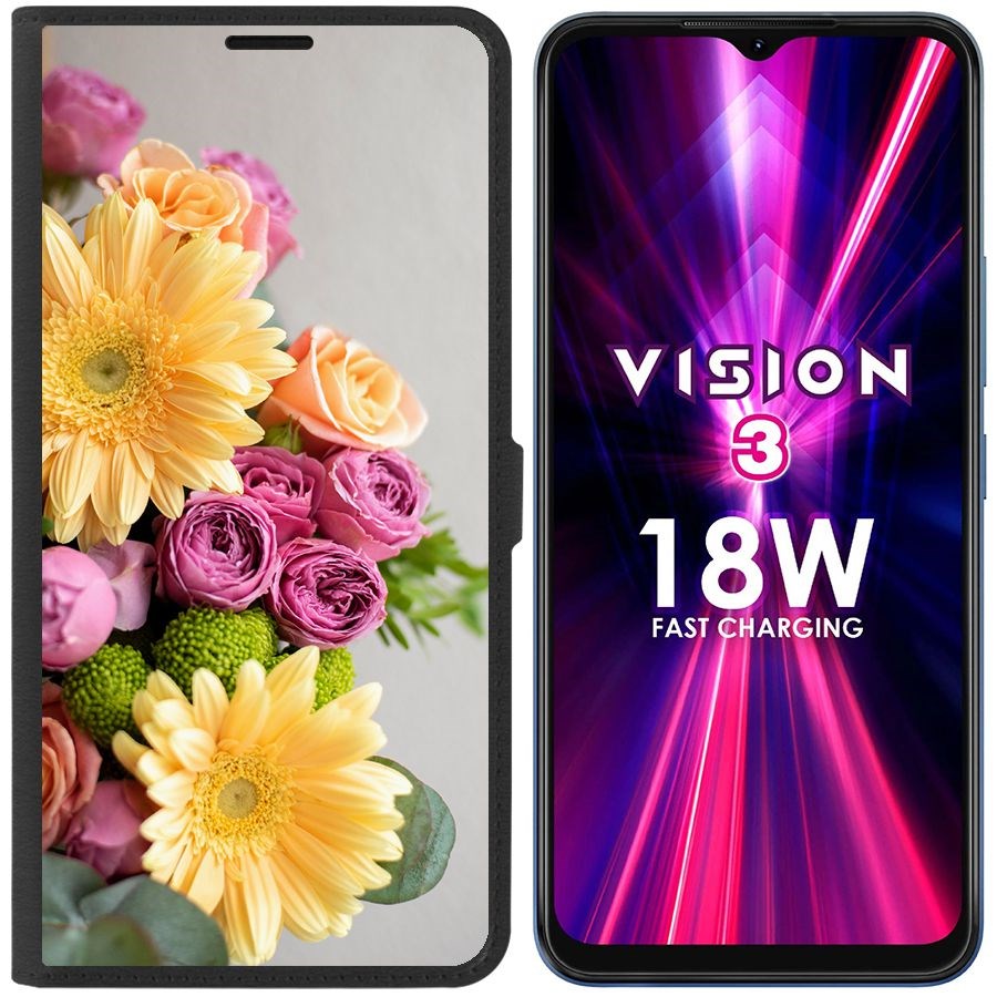 

Чехол-книжка Eco Book для ITEL Vision 3 Букет, Черный