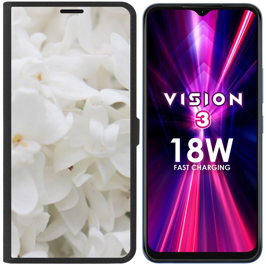

Чехол-книжка Eco Book для ITEL Vision 3 Белые лилии, Черный