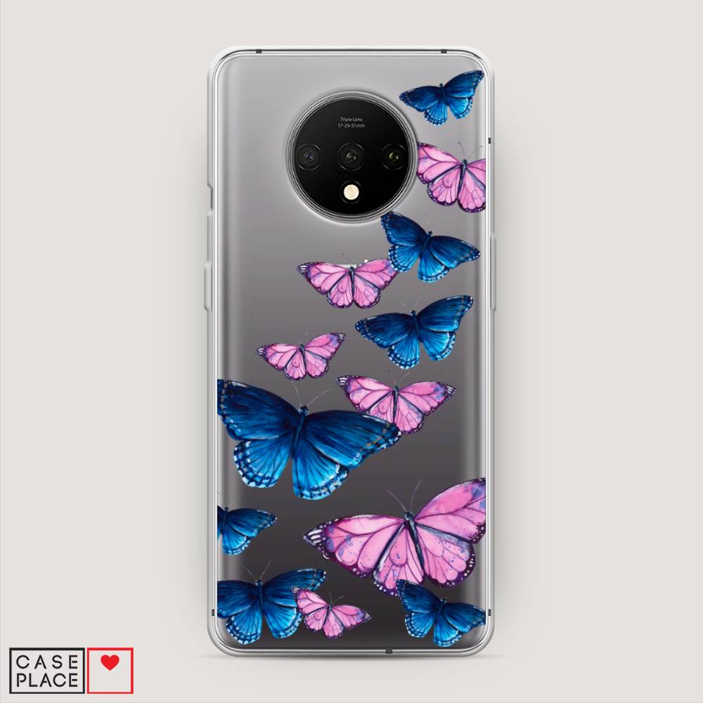 

Чехол Awog на OnePlus 7T / ВанПлас 7T "Полет бабочек", Синий;черный;розовый, 150950-2