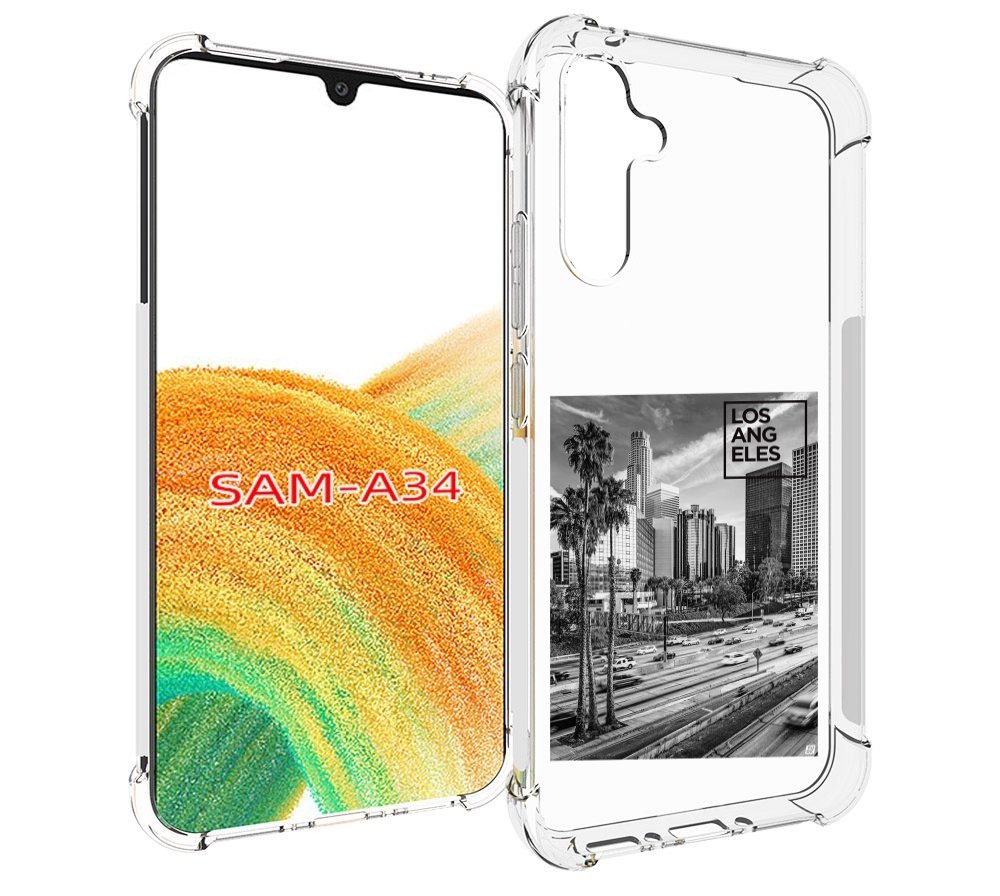 

Чехол MyPads черно белый лос анджелес для Samsung Galaxy A34, Tocco