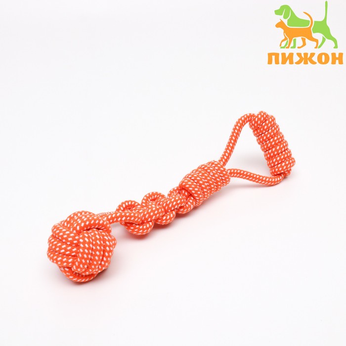 

Игрушка канатная плетеная с ручкой, до 38 см, до 180 г, шар 7 см, оранжевая