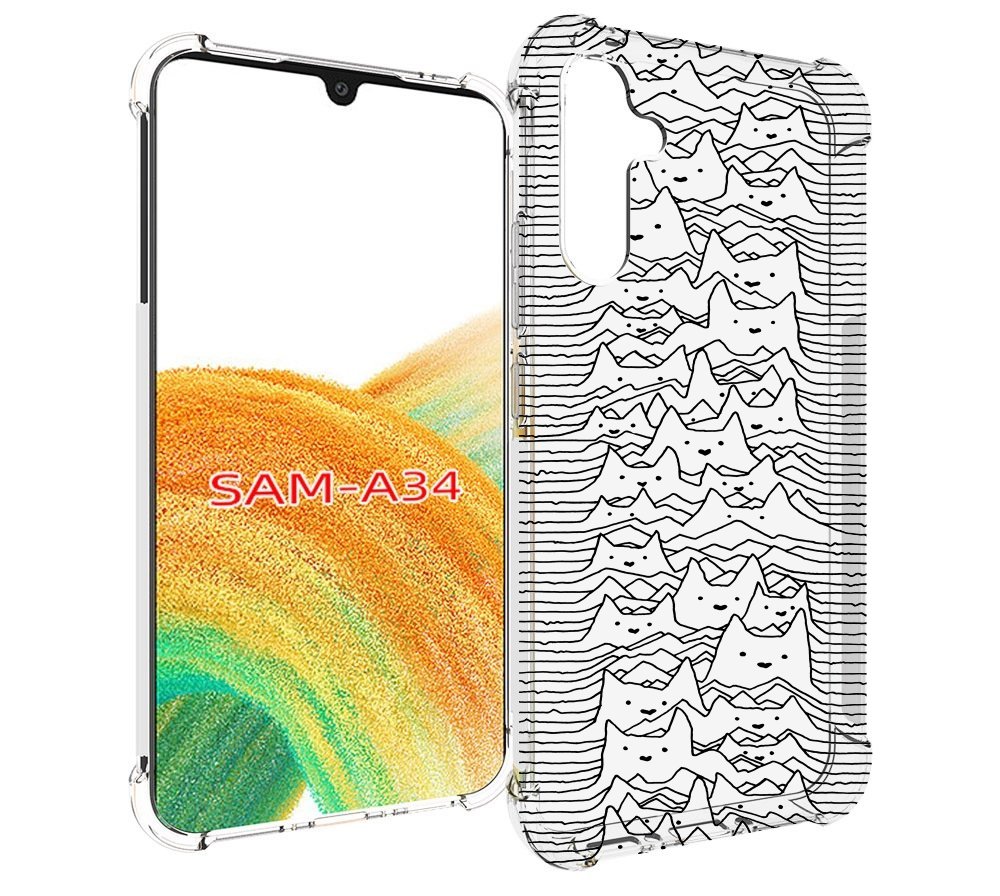 

Чехол MyPads черно белые коты 3D для Samsung Galaxy A34, Tocco