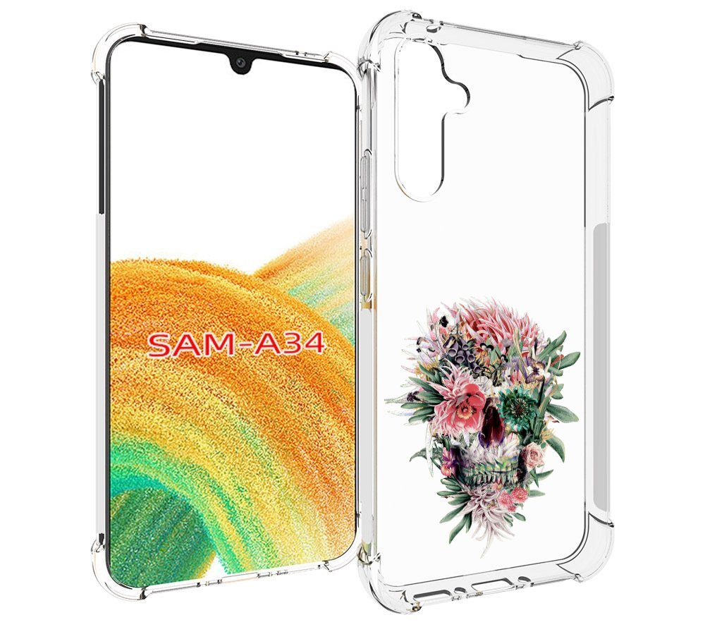 

Чехол MyPads череп из цветов для Samsung Galaxy A34, Tocco
