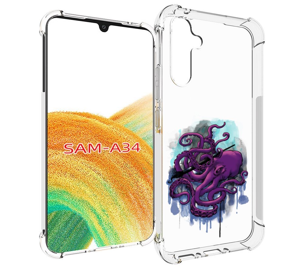 

Чехол MyPads фиолетовый осьминог для Samsung Galaxy A34, Tocco