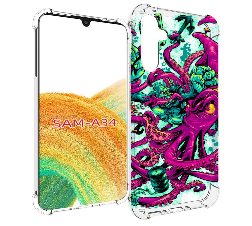 

Чехол MyPads фиолетовый кракен для Samsung Galaxy A34, Tocco