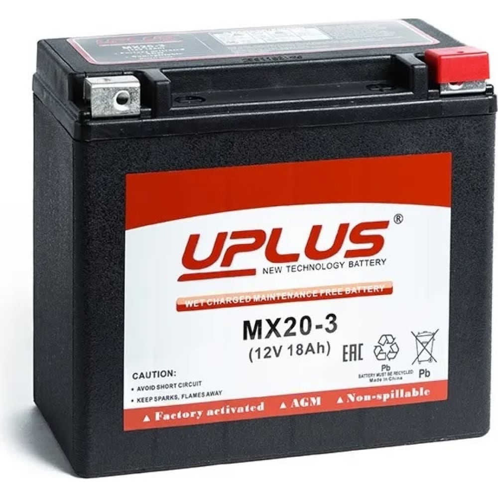 

UPLUS Leoch, аккумулятор 18Ач, 176x87x154, Обратная полярность MX20-3 (EPS12201 YTX20HL)