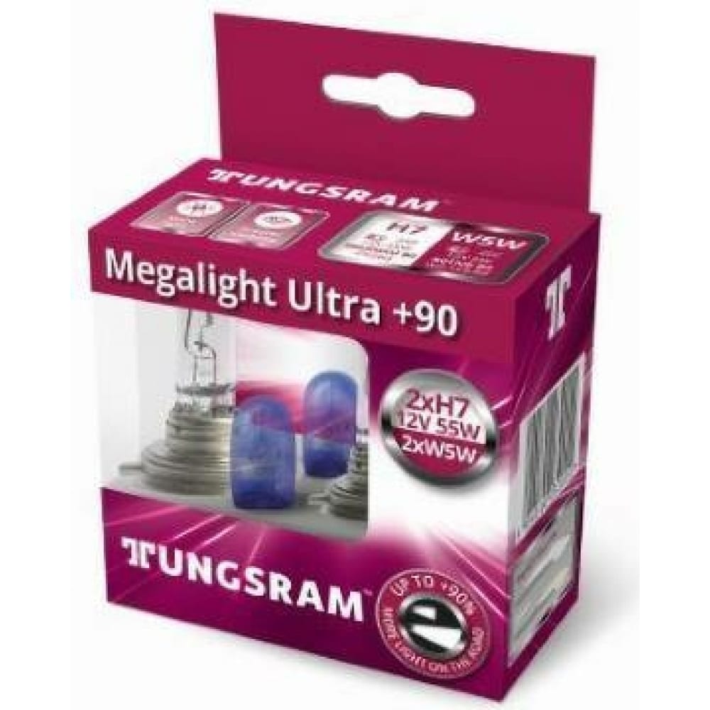 

TUNGSRAM 2 X H7 Megalight Ultra +90 + 2X 501NB W5W 12V набор ламп 93113952