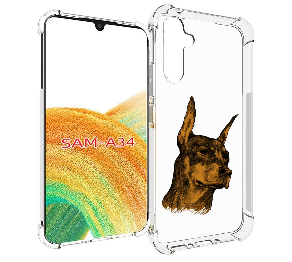 

Чехол MyPads скетч доберман для Samsung Galaxy A34, Tocco