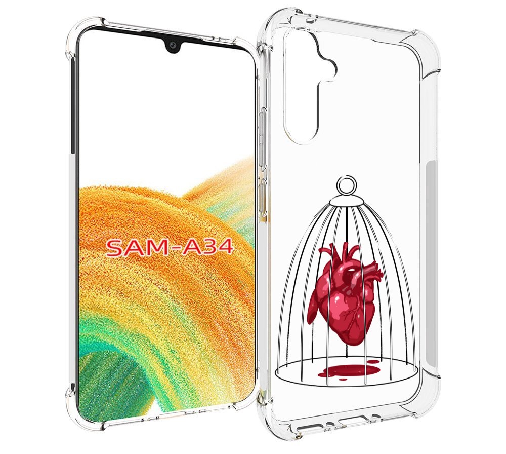 

Чехол MyPads сердце в клетке для Samsung Galaxy A34, Tocco