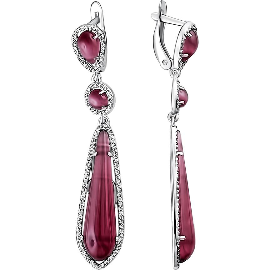 

Серьги женские из серебра Эстет С3С254295, цирконий/кошачий глаз, С3С254295