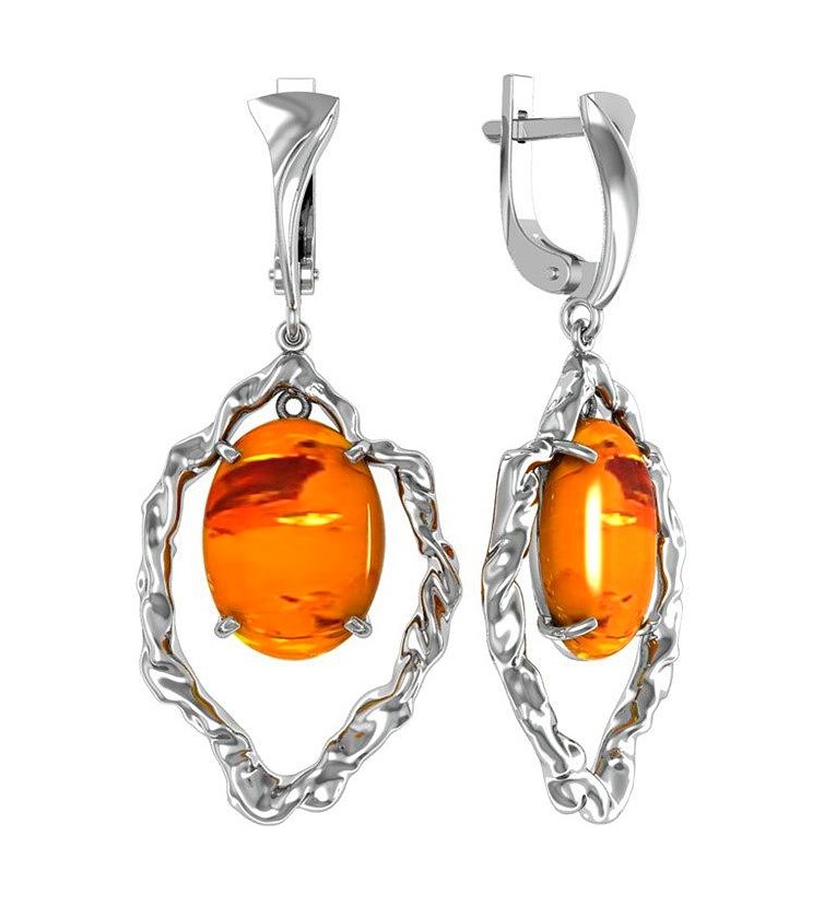 

Серьги из серебра с янтарем ПРИВОЛЖСКИЙ ЮВЕЛИР 393775-YN, 393775-YN