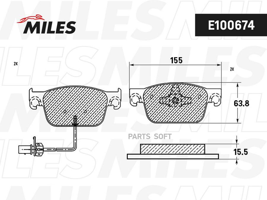 

Колодки тормозные AUDI A4 15-/A5 16- передние SemiMetallic MILES