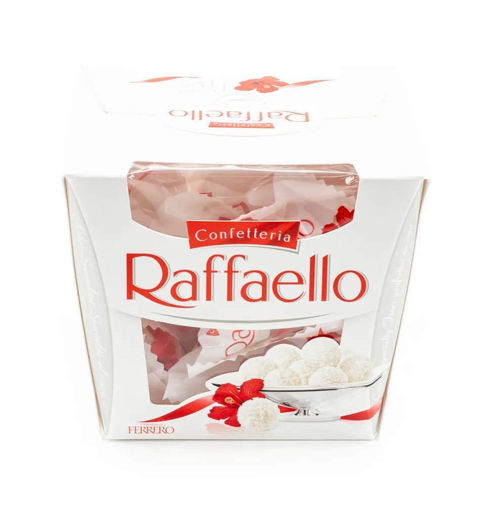 Конфеты в коробке Raffaello/Раффаэлло с цельным миндалем и кокосом 150г (комплект из 2 шт)