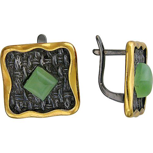 

Серьги женские из серебра Балтийское золото 51С451025ПЧ, нефрит, 51С451025ПЧ