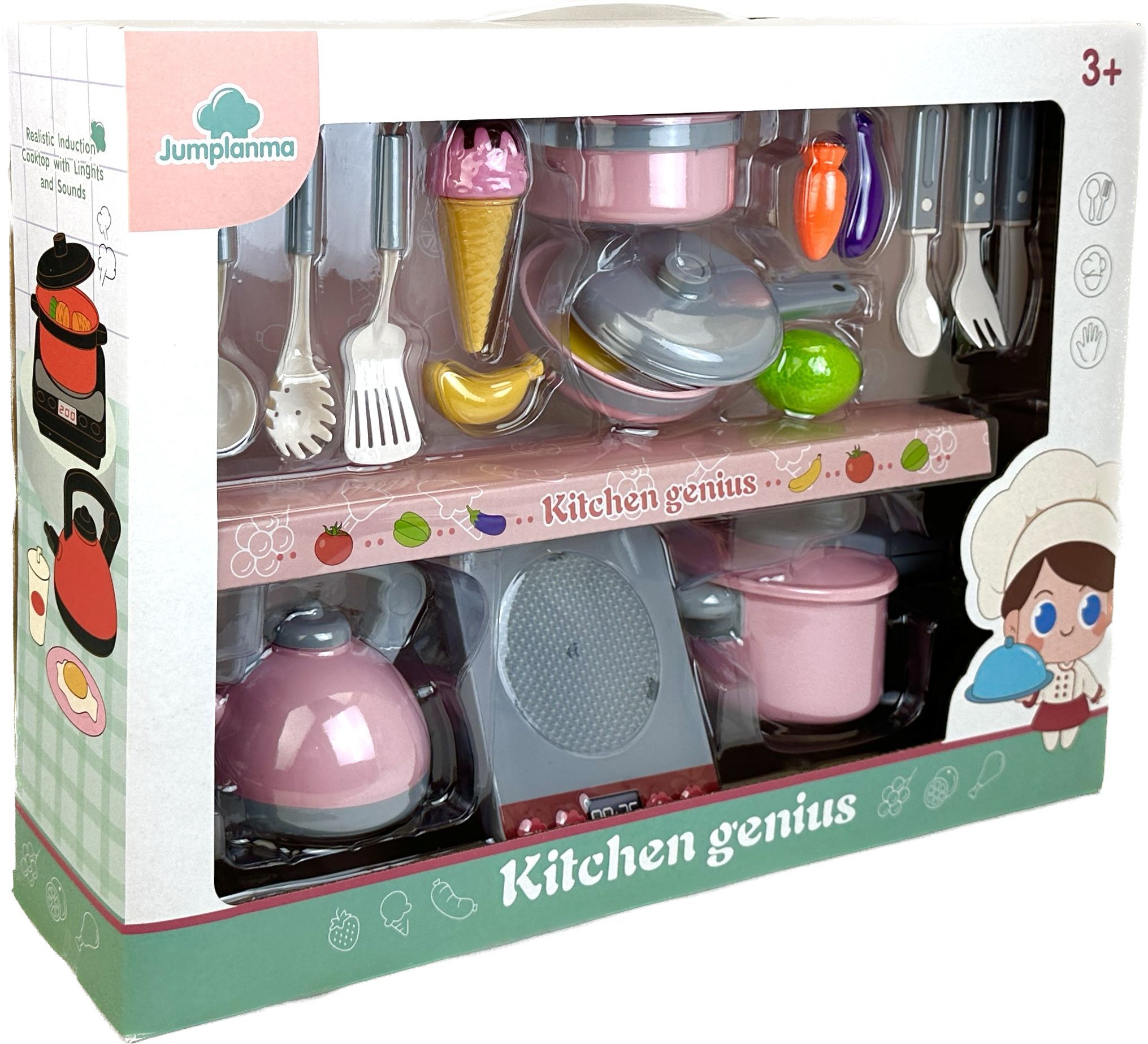 Игровой набор посуды с плитой PLAYSMART Kitchen, 19 предметов