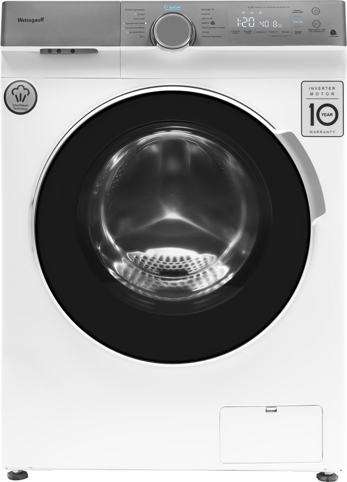 

Стиральная машина Weissgauff WM 4947 DC Inverter Touch Steam White, WM 4947 DC