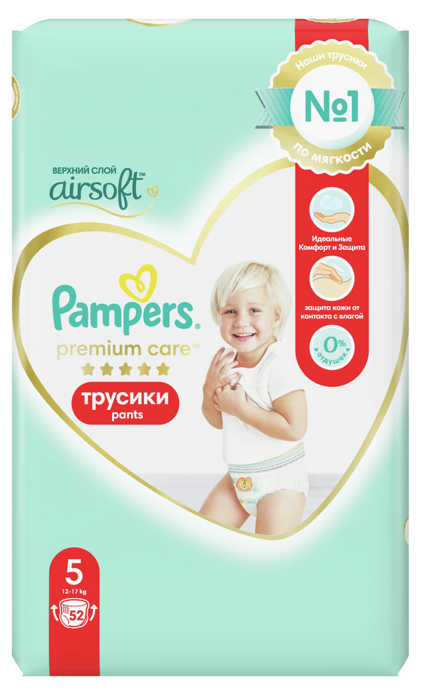 Трусики Pampers Premium Care 5 (12-17 кг), 52 шт.