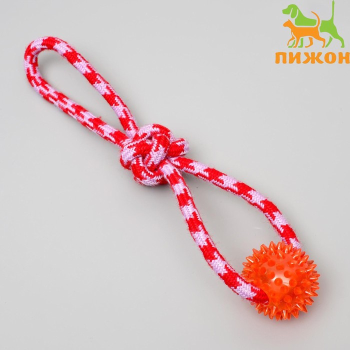

Игрушка канатная Узел с массажным шариком, до 31 см, до 65 г, микс цветов