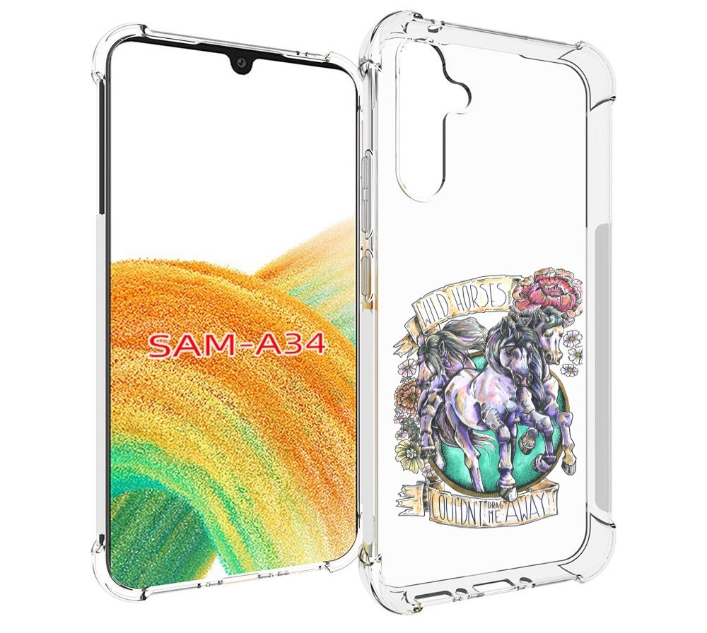 

Чехол MyPads рисунок коней в цветах для Samsung Galaxy A34, Tocco