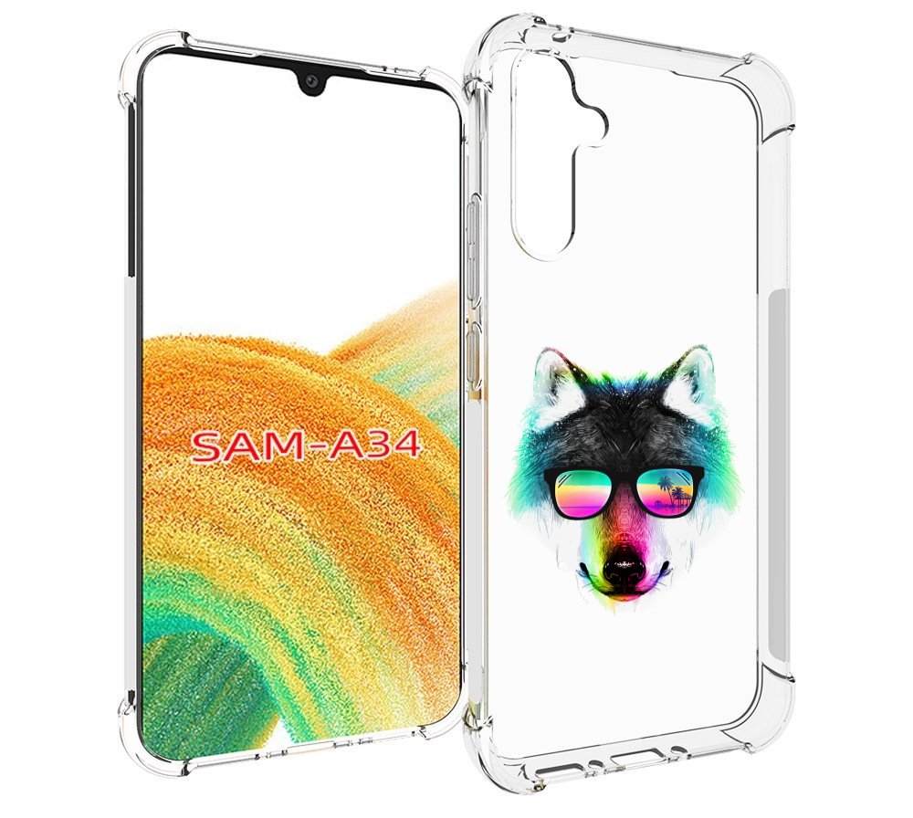 

Чехол MyPads радужный волк для Samsung Galaxy A34, Tocco
