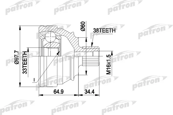 

ШРУС наружн к-кт 38x60.2x33 VW: TRANSPORTER Т4 9.90-7.94 PATRON PCV1123