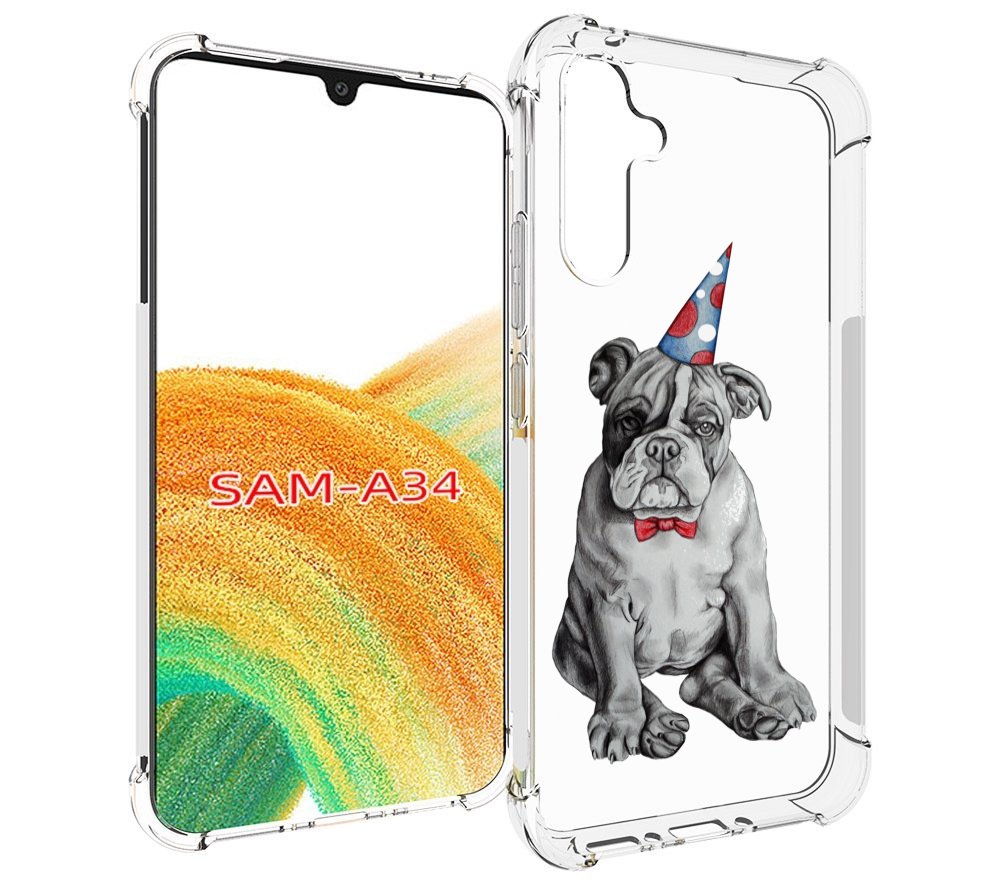 

Чехол MyPads праздничный щенок для Samsung Galaxy A34, Tocco