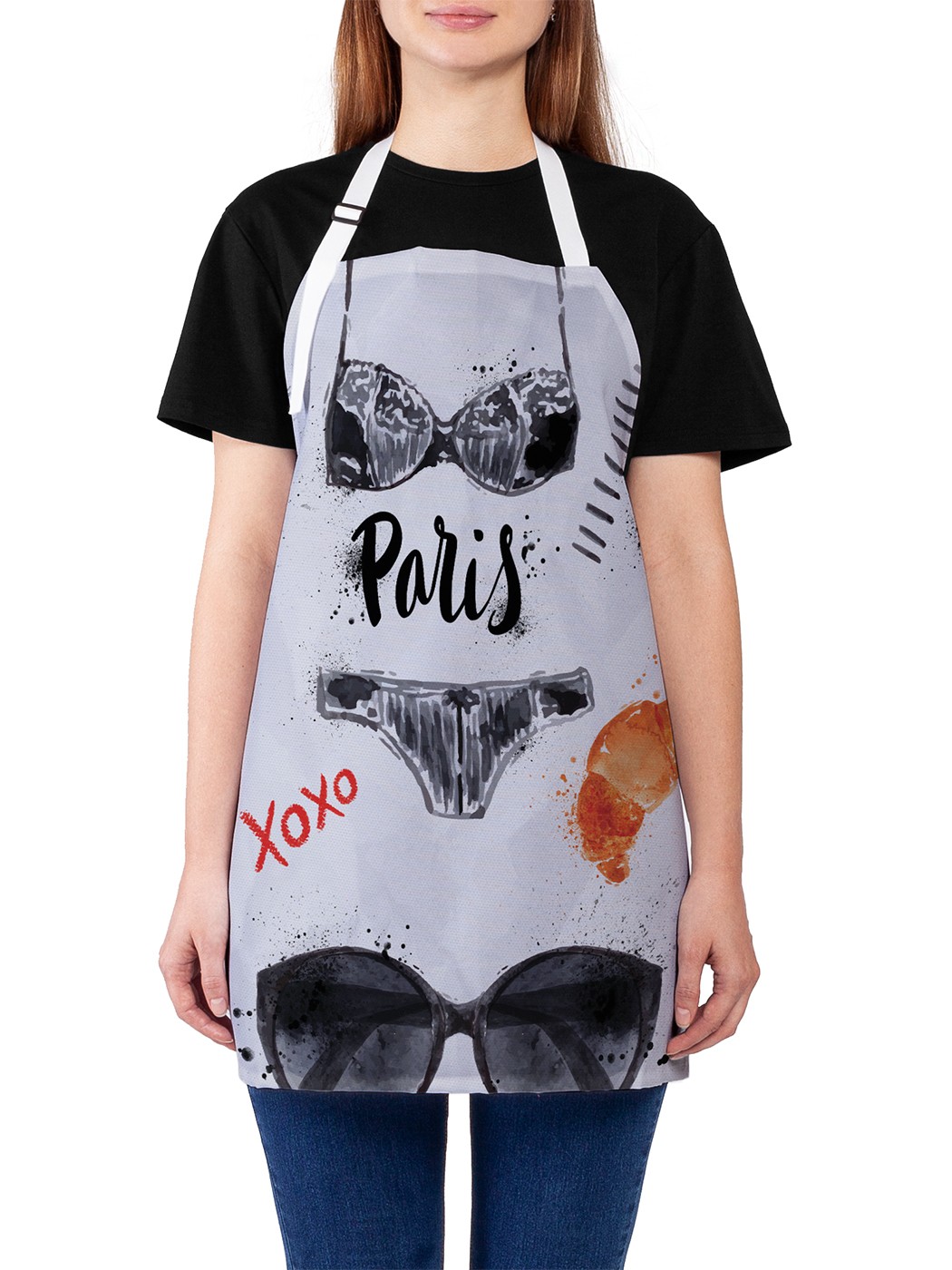

Фартук женский JoyArty для готовки "Влюбись в Париж", универсальный размер, Белый