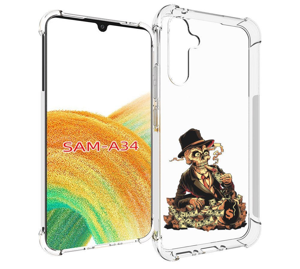 

Чехол MyPads нарисованный череп с сигаретой для Samsung Galaxy A34, Tocco