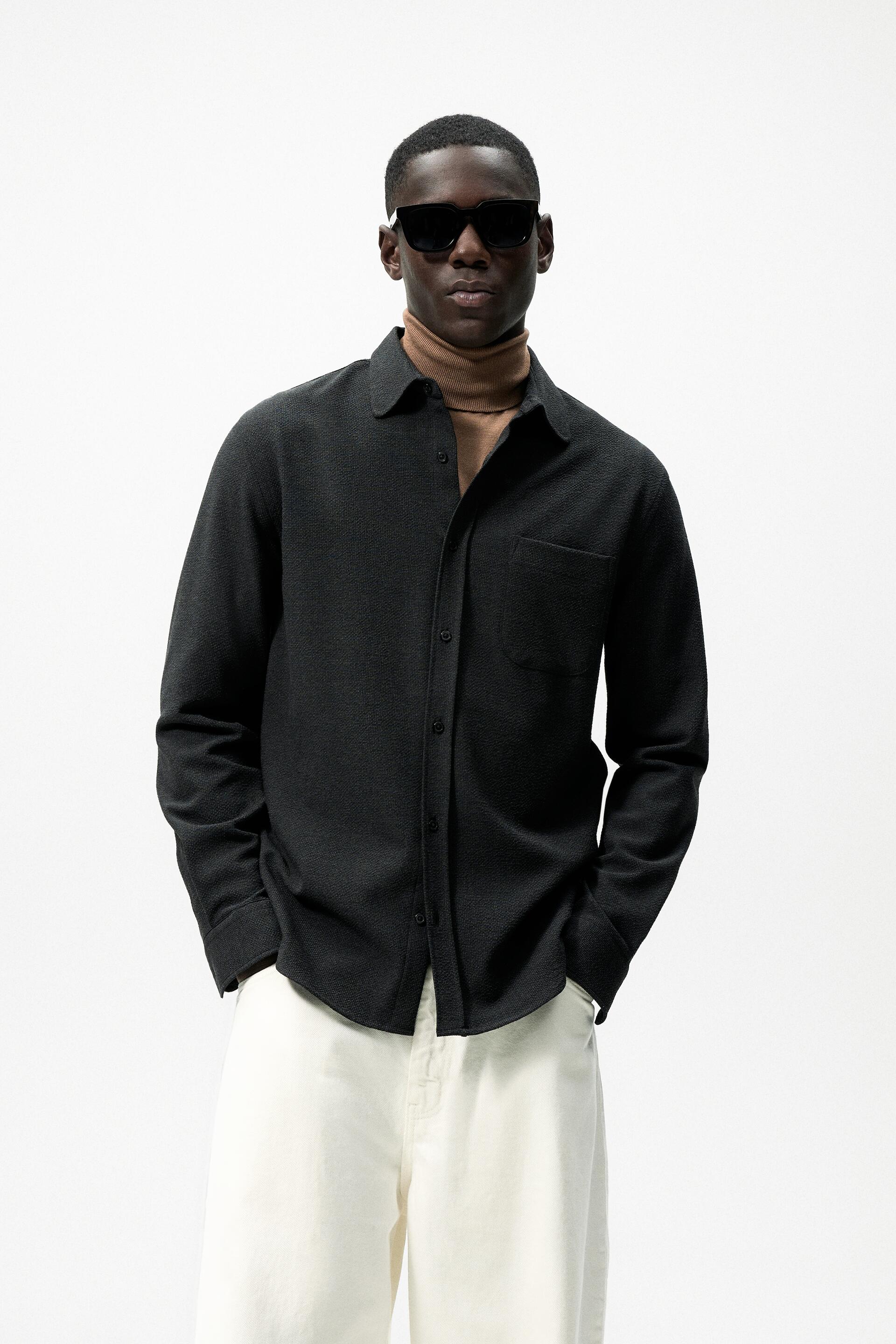 Рубашка мужская ZARA 07545490 черная XL (доставка из-за рубежа)