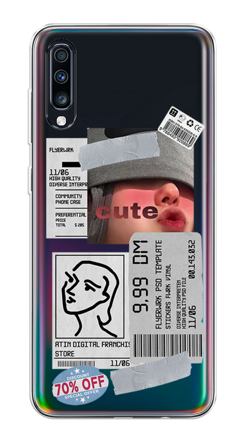 

Чехол на Samsung Galaxy A70 "Cute girl collage", Розовый;серый;голубой, 28150-6