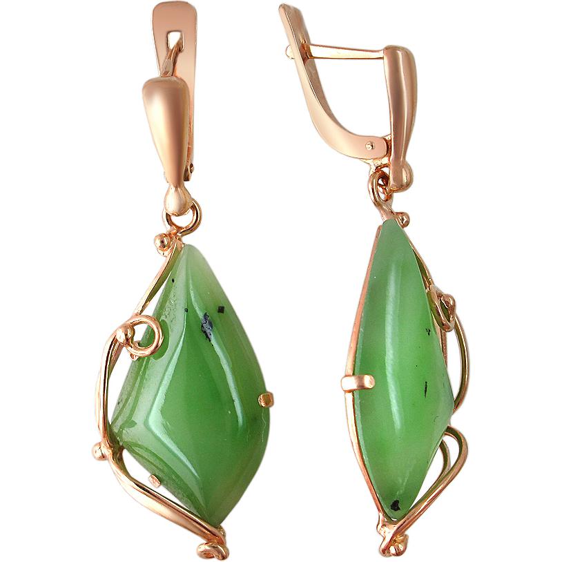 

Серьги женские из серебра Балтийское золото 51С459000-38П, нефрит, 51С459000-38П