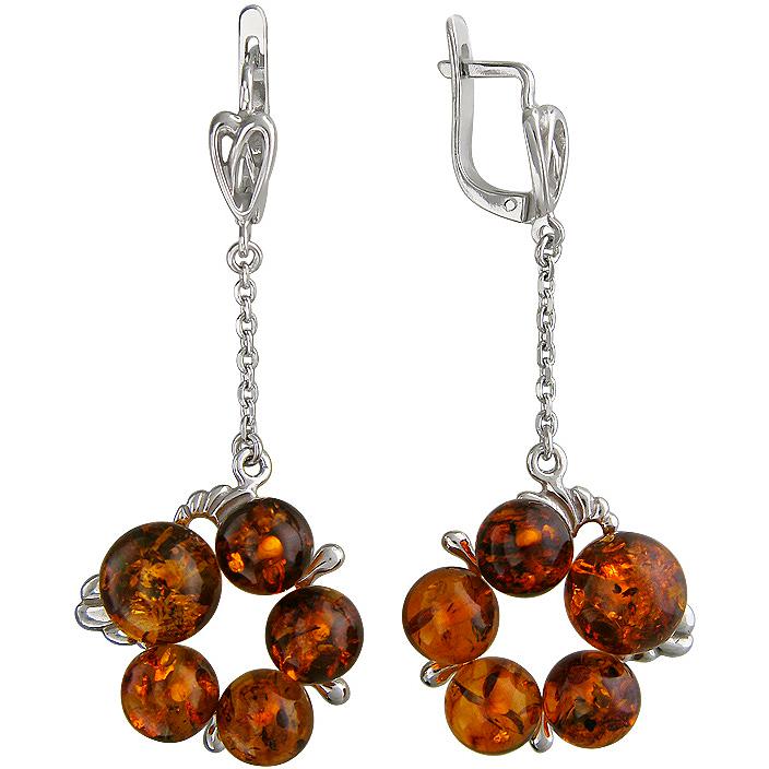 

Серьги женские из серебра Эстет 51С450695Р, янтарь, 51С450695Р