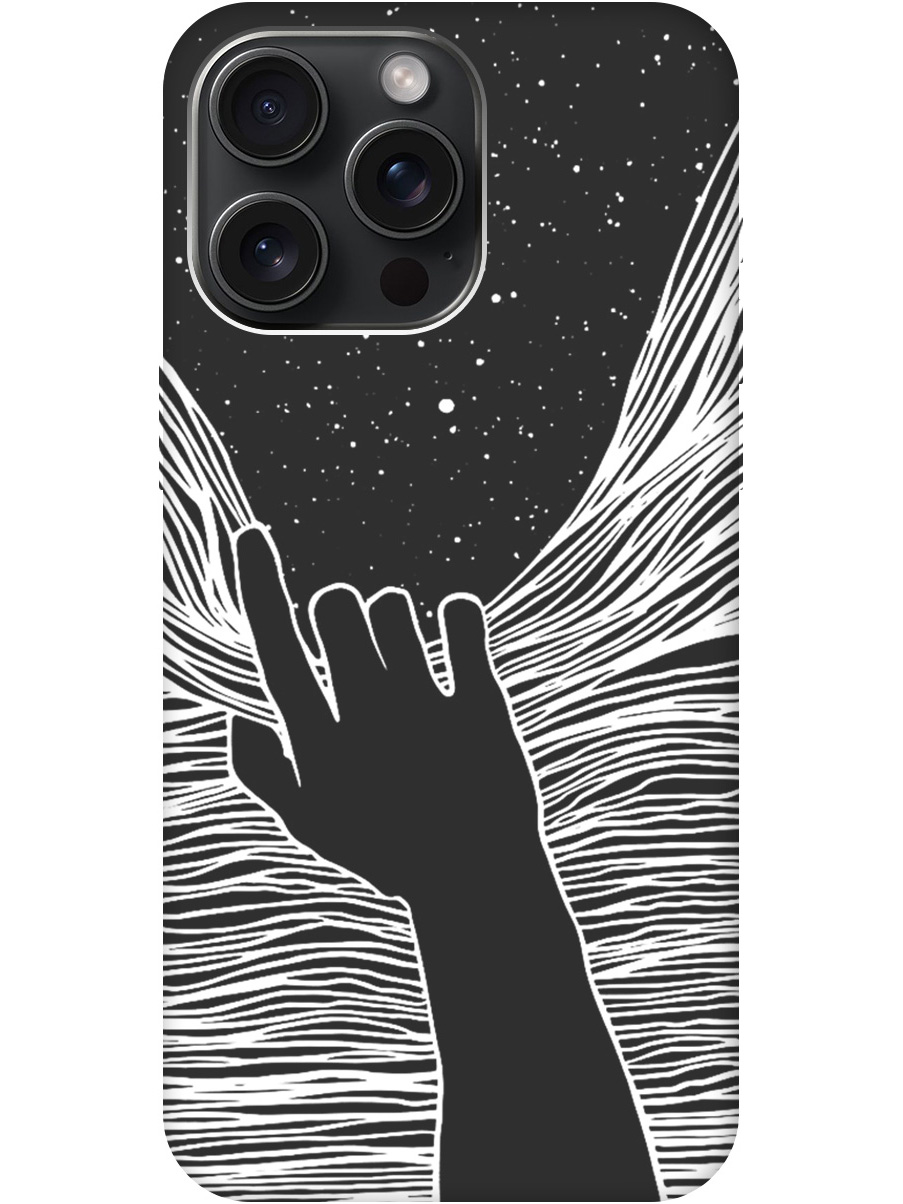

Силиконовый чехол на Apple iPhone 15 Pro Max с рисунком "Рука и нити" Soft Touch черный, 20000014
