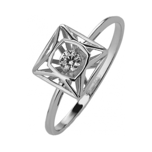 

Кольцо из серебра с фианитом р. 16,5 Эстет 01К157954, 01К157954