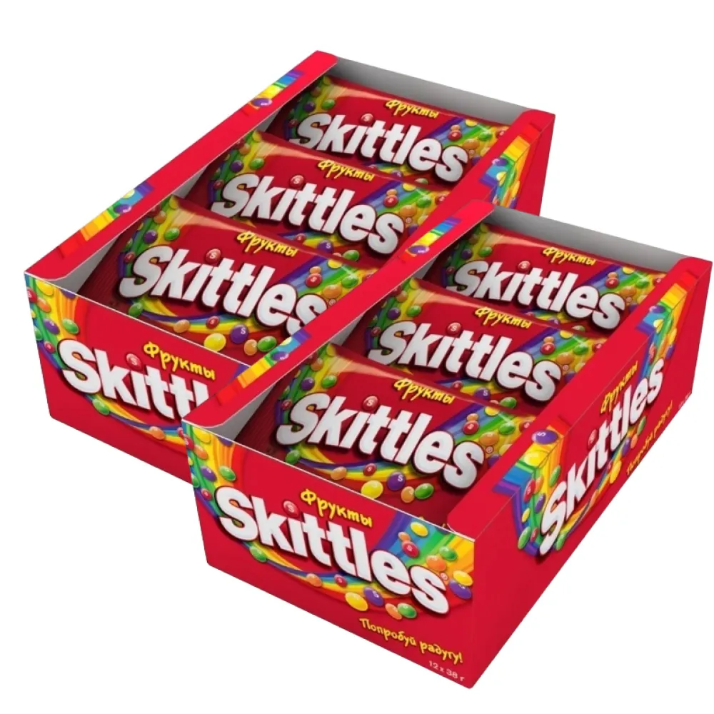 Скитлс драже, Skittles Фрукты в разноцветной глазури, 38 г х 24 шт.
