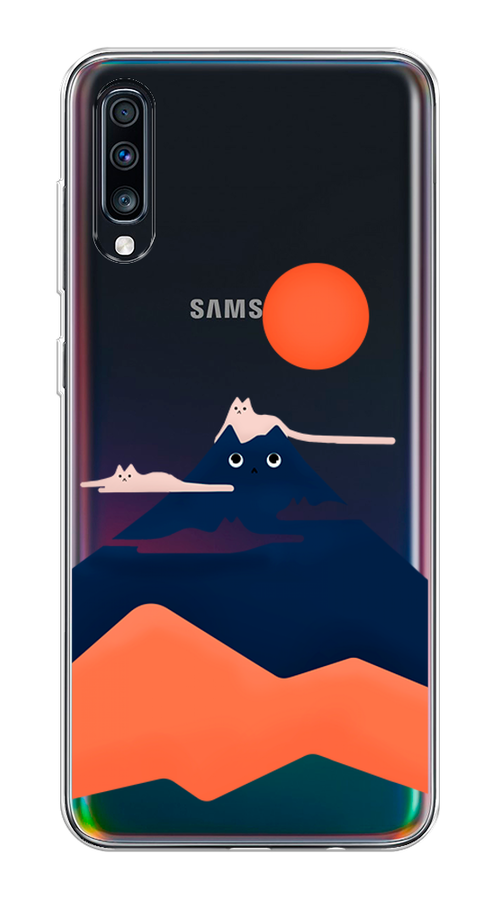 

Чехол на Samsung Galaxy A70 "Кот-гора", Черный;оранжевый, 28150-4