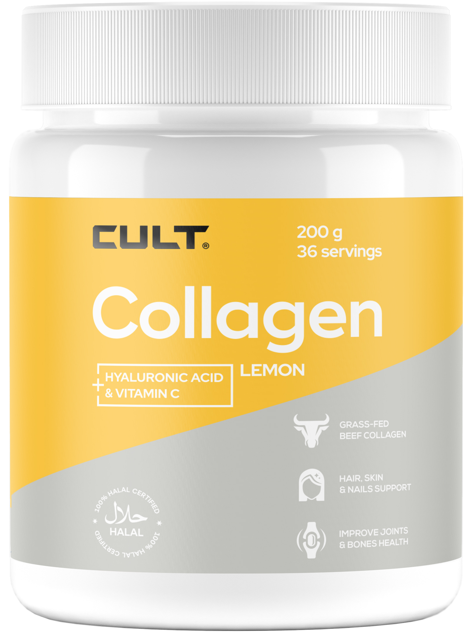 Коллаген Cult Collagen + Hyaluronic Acid + Vitamin C - 200 г, лимон