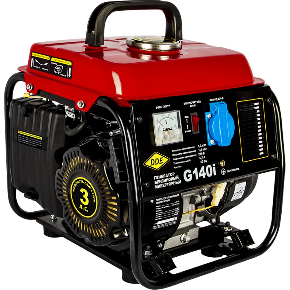 Генератор DDE бензиновый инверторного типа G140i (1ф 1,3/1,4 кВт, бак 4,5 л, дв-ль 3 л.с.)
