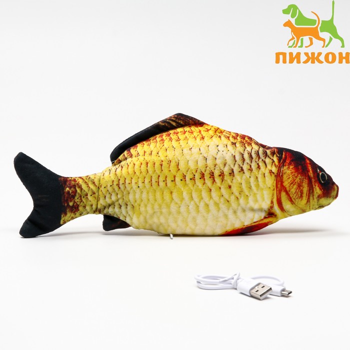 

Игрушка для кошек Карась со светом с двигающимся хвостом и с USB-зарядкой, 28 см