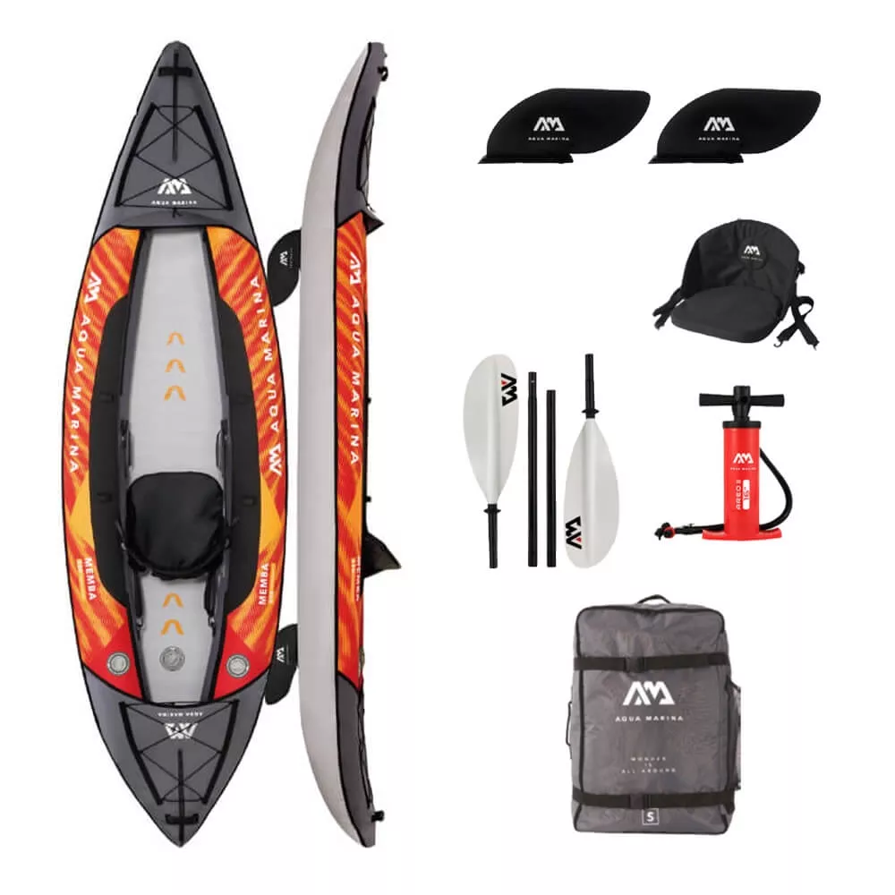 

Каяк надувной одноместный Aqua Marina Memba-330 10.10, 330 см, весло, сидение, насос, Оранжевый, Memba