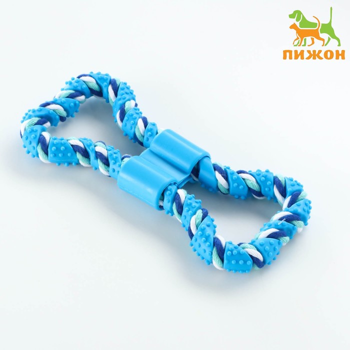 

Игрушка витая из резины и каната Мегакость, 19,5 см, синяя