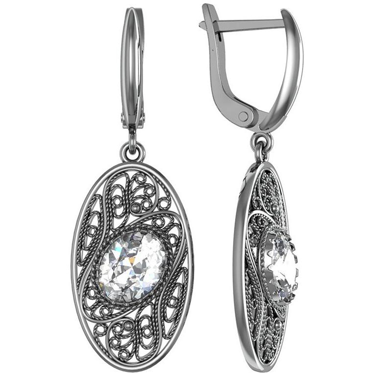 

Серьги из серебра с фианитом ПРИВОЛЖСКИЙ ЮВЕЛИР 393009-FA11, 393009-FA11