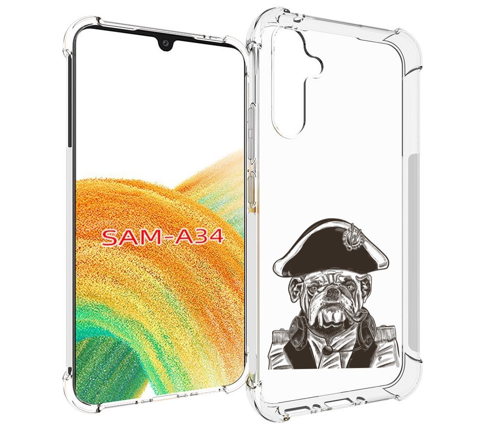 

Чехол MyPads мопс генерал для Samsung Galaxy A34, Tocco