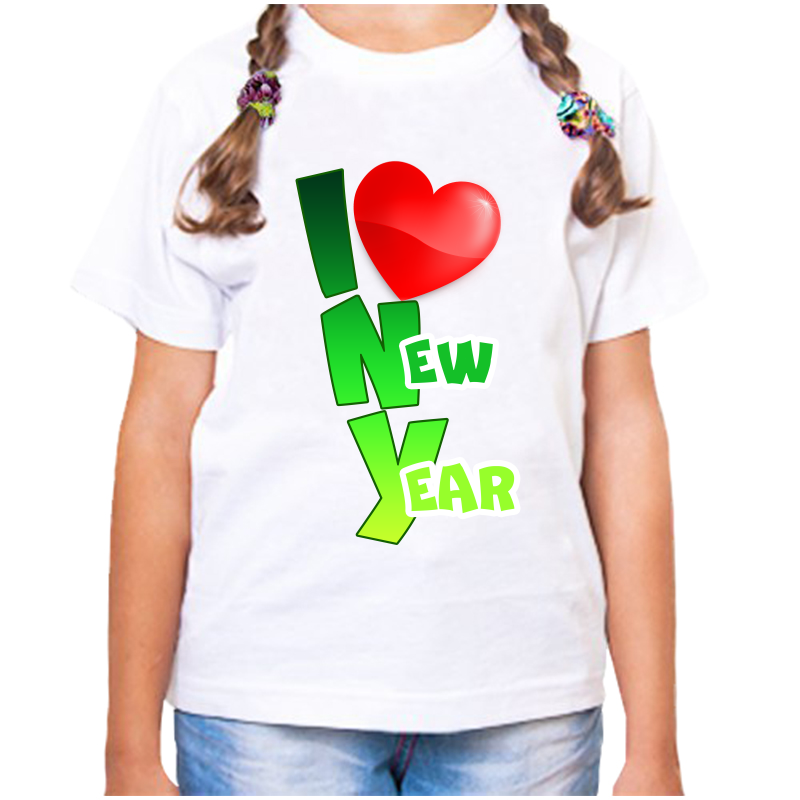 

Футболка девочке белая 32 р-р I love new year, Белый, fdd_i_love_new_year